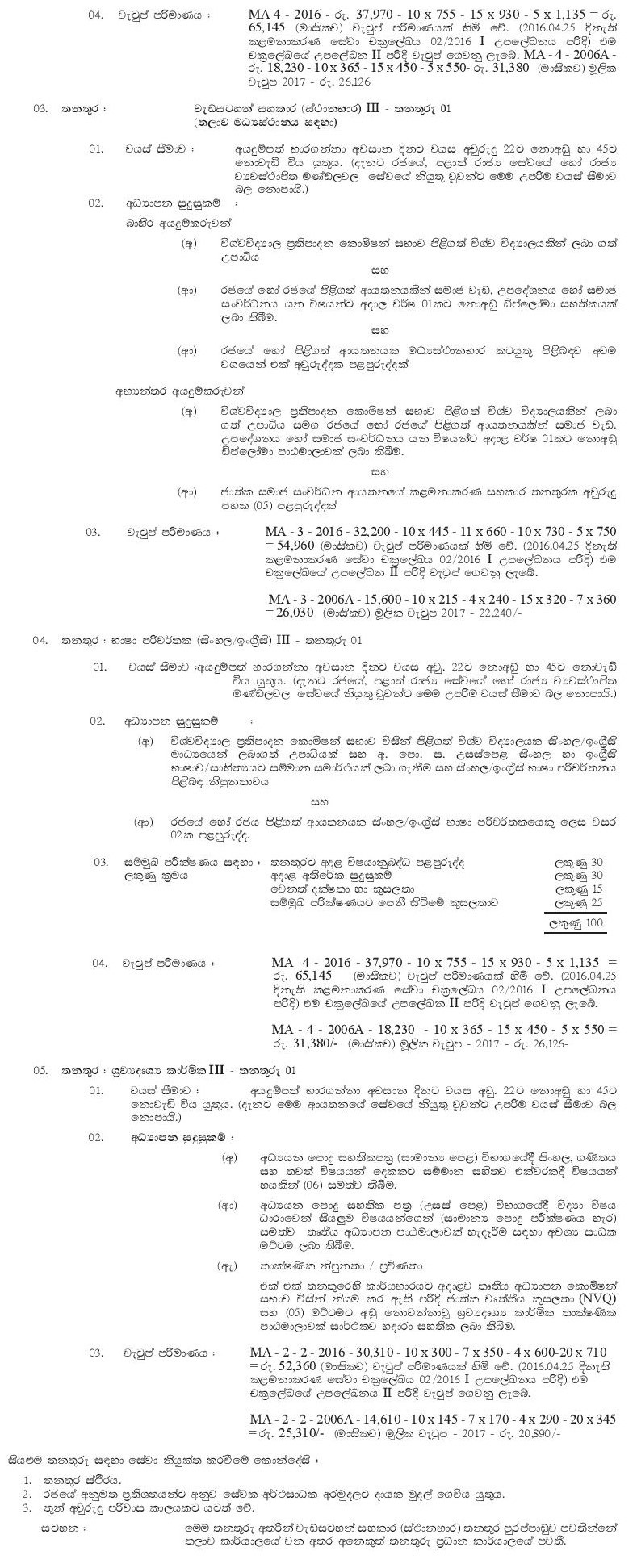 Lecturer, English Instructor, Programme Assistant (Centre in Charge), Translator (Sinhala/English), Audio Visual Technician - National Institute of Social Development